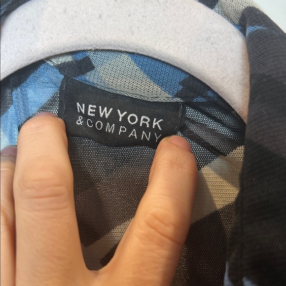 Y2K Blue and Black Sheer Plaid Fitted Button-Up Shirt - Picture 3 of 4